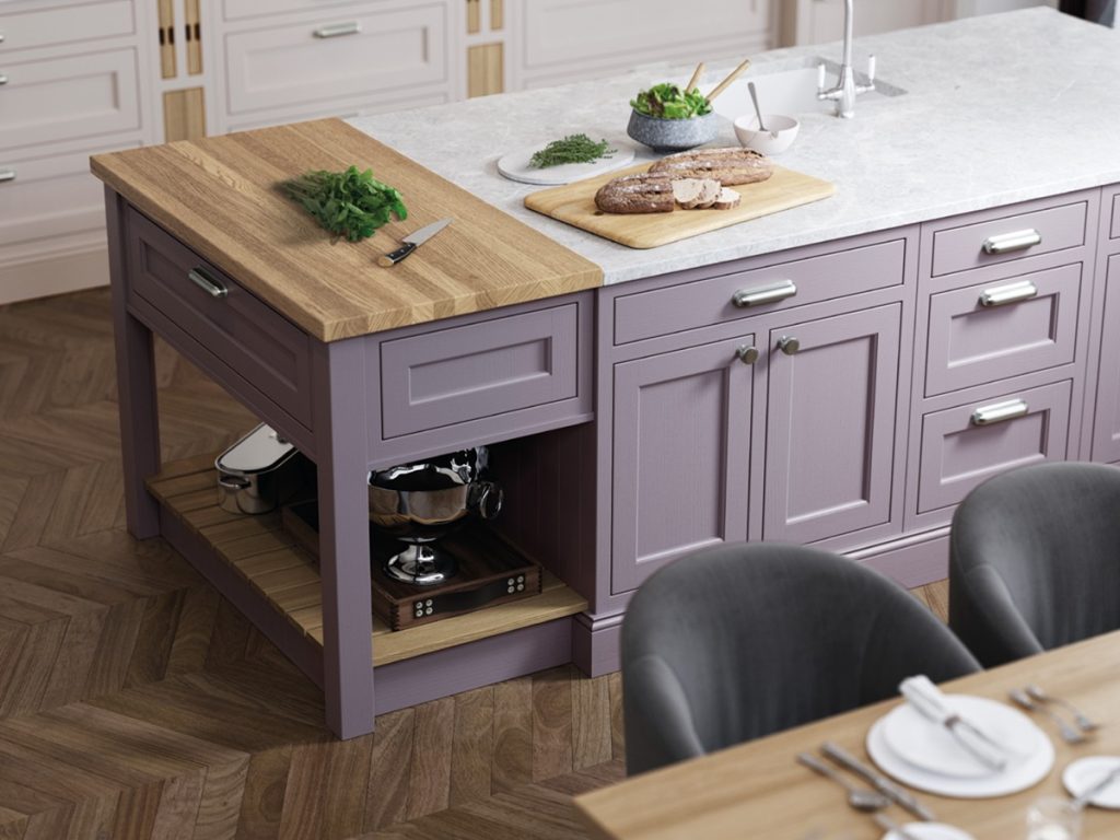 Traditional in framed kitchen in pink